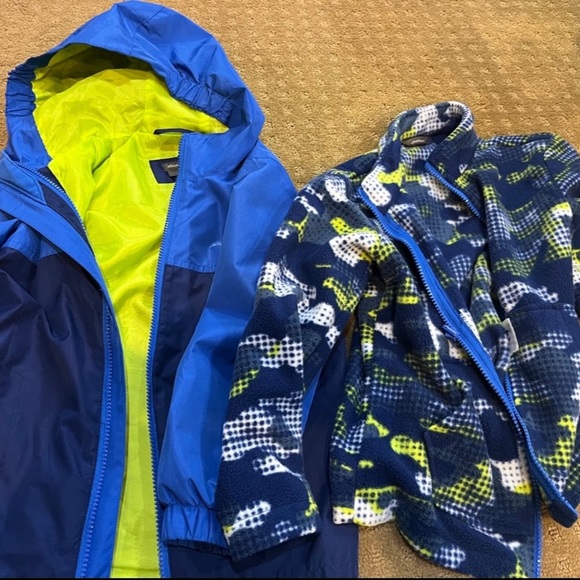 Eddie Bauer Kids M (10-12) 3 in 1 Jacket w Green Lining, Glove Snaps, Like New - Picture 4 of 12